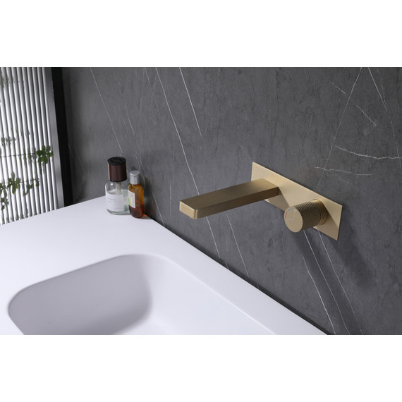 Смеситель для раковины настенный Abber Rund AF8712G (со скрытой частью) золото матовый, Цвет производителя: золото матовое фото 2