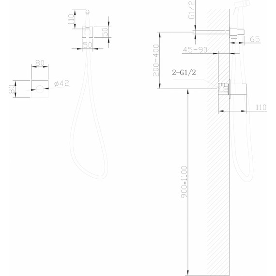 Набор для гигиенического душа Abber Rund AF8725G, золото матовый фото 4