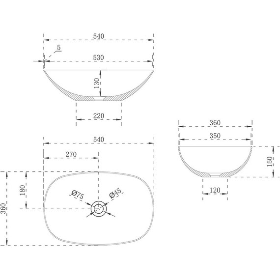 Раковина-чаша Vincea 54 см VBS-6T12B, чёрный фото 4