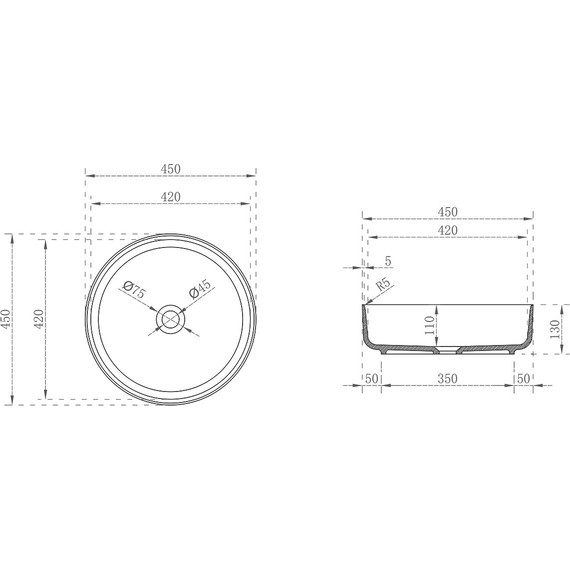 Раковина-чаша Vincea 45 см VBS-6T16B, чёрный фото 5