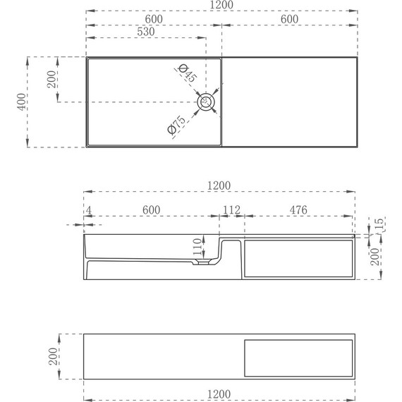 Раковина подвесная Vincea Solid Surface 120 см VWB-6S112MW, белый матовый фото 5