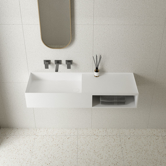 Раковина подвесная Vincea Solid Surface 120 см VWB-6S112MW, белый матовый фото 