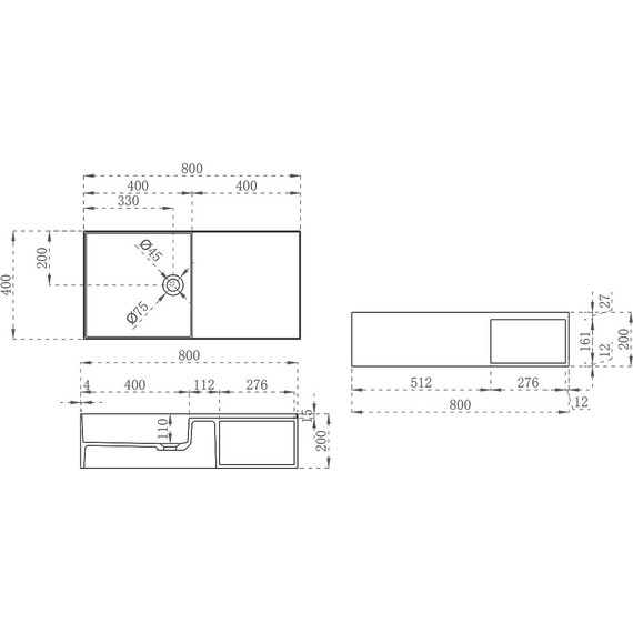 Раковина подвесная Vincea Solid Surface 80 см VWB-6S180MW, белый матовый фото 5