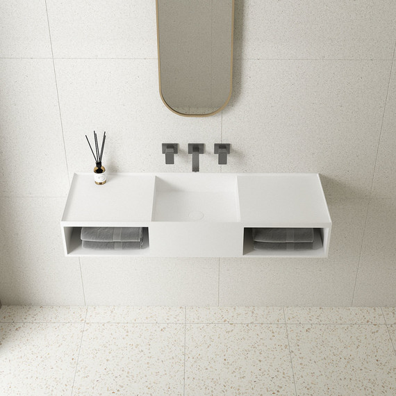 Раковина подвесная Vincea Solid Surface 120 см VWB-6S212MW, белый матовый фото 