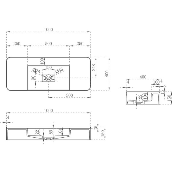 Раковина подвесная Vincea Solid Surface 100 см VWB-6S380MW, белый матовый фото 5