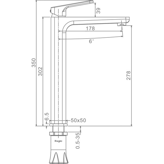 Смеситель для раковины высокий Raglo R51.15, хром фото 2