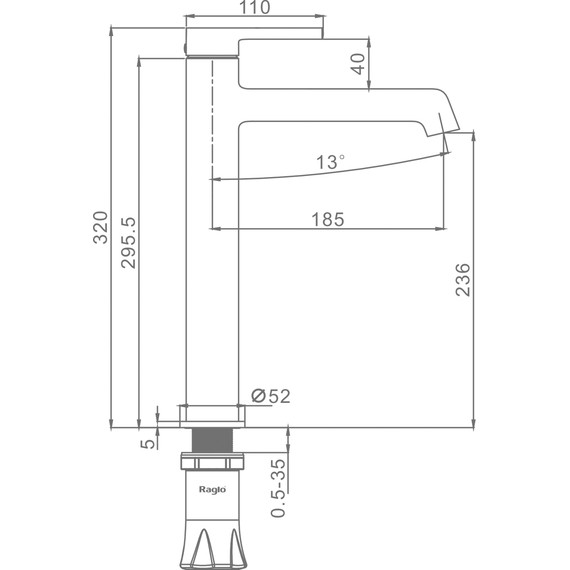 Смеситель для раковины высокий Raglo R20.15.03, золотой сатин фото 2