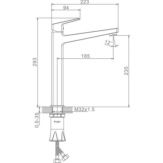 Смеситель для раковины высокий Raglo R30.15.06, чёрный фото 2