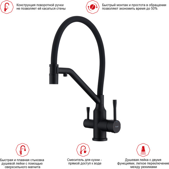 Смеситель для кухни Raglo R81.62.06, чёрный фото 3