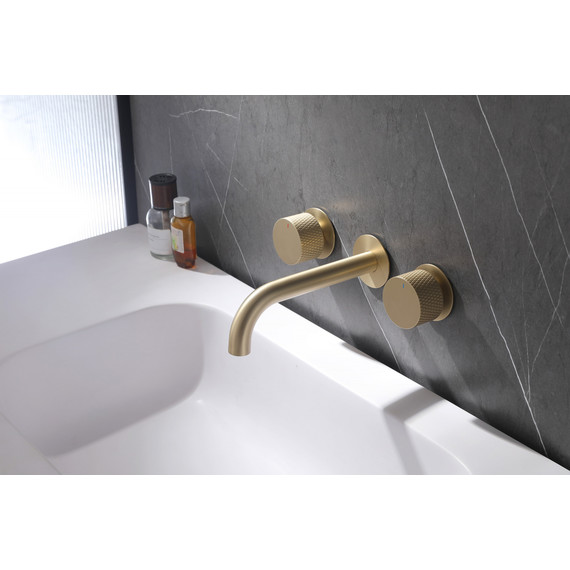 Смеситель для раковины настенный Abber Wasser Kreis AF81122G (со скрытой частью) золото матовый, Цвет производителя: золото матовое фото 2