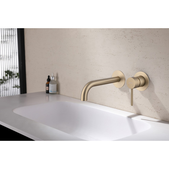 Смеситель для раковины настенный Abber Wasser Kreis AF8112G (со скрытой частью), золото матовый, Цвет производителя: золото матовое фото 2