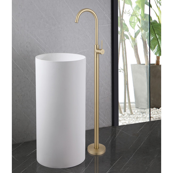 Смеситель для раковины напольный Abber Wasser Kreis AF8141G, золото матовый, Цвет производителя: золото матовое фото 2