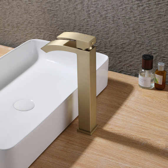 Смеситель для раковины высокий Abber Wasserfall AF8611G, золото матовый, Цвет производителя: золото матовое фото 2