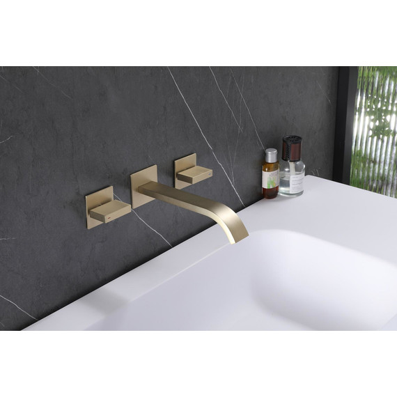 Смеситель для раковины настенный Abber Wasserfall AF8612G (со скрытой частью), золото матовый, Цвет производителя: золото матовое фото 2