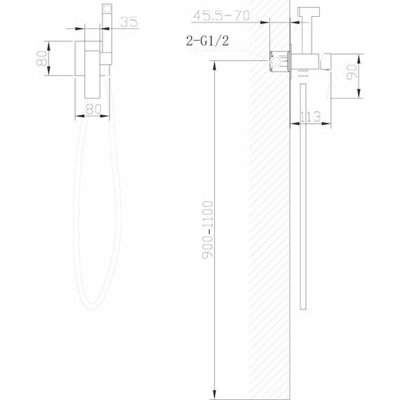 Набор для гигиенического душа Abber Wasserfall AF8625G, золото матовый - 4 Набор для гигиенического душа Abber Wasserfall AF8625G, золото матовый фото 4