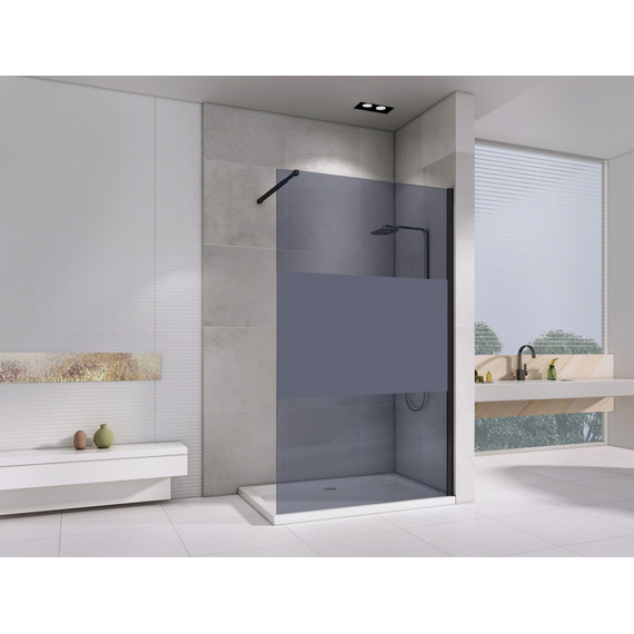 Душевая перегородка Abber Immer Offen 100 см AG69100BT с кронштейном, черный/тонированное фото 2