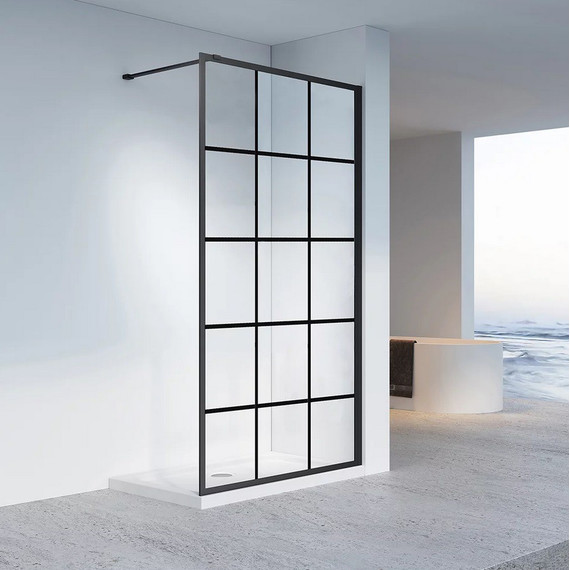 Душевая перегородка Veconi Korato 110 см KR80-110-01-C8 (стекло 8 мм) с кронштейном в комплекте, чёрный/прозрачное - 2 Душевая перегородка Veconi Korato 110 см KR80-110-01-C8 (стекло 8 мм) с кронштейном в комплекте, чёрный/прозрачное фото 2