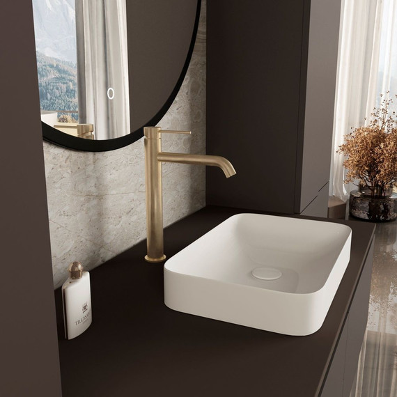 Смеситель для раковины высокий Vincea City VBF-2C2BG, брашированное золото фото 2