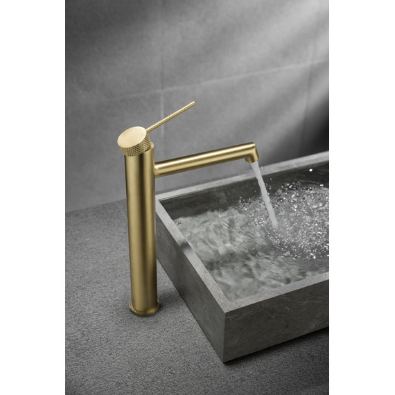 Смеситель для раковины высокий Vincea Rim VBF-2RM2BG, брашированное золото фото 3