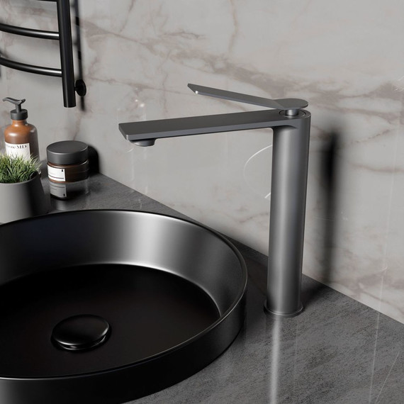 Смеситель для раковины высокий Vincea Verse VBF-2VE2GM, вороненая сталь - 2 Смеситель для раковины высокий Vincea Verse VBF-2VE2GM, вороненая сталь фото 2