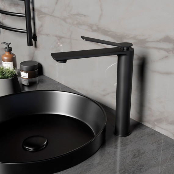 Смеситель для раковины высокий Vincea Verse VBF-2VE2MB, чёрный - 2 Смеситель для раковины высокий Vincea Verse VBF-2VE2MB, чёрный фото 2