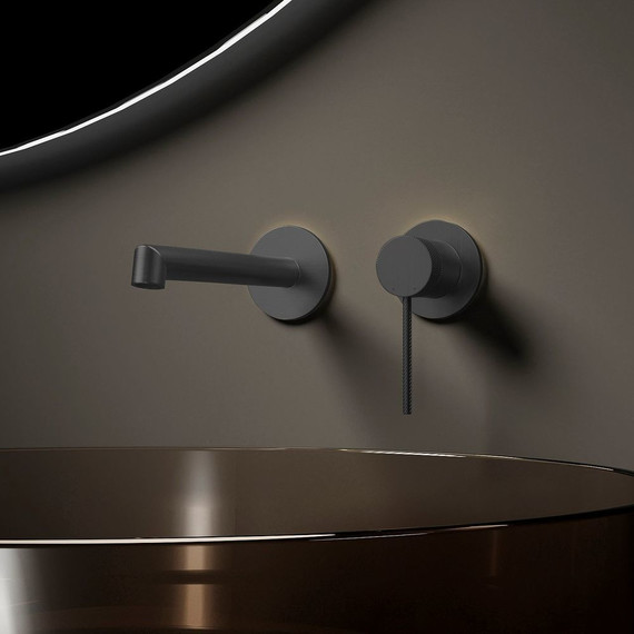 Смеситель для раковины настенный Vincea Rim VBFW-2RM1GM (со скрытой частью) вороненая сталь фото 2