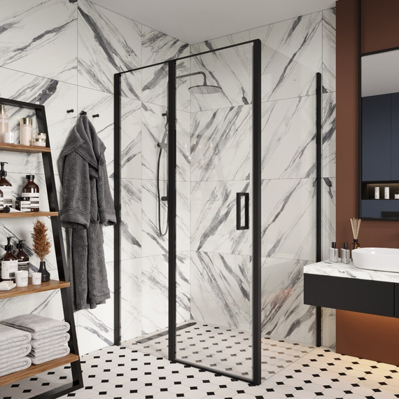 Душевое ограждение CeruttiSpa 120x90 см VICTORIA120B, чёрный/прозрачное фото 2
