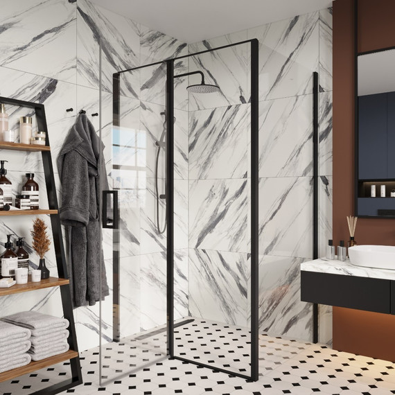 Душевое ограждение CeruttiSpa 120x90 см VICTORIA120B, чёрный/прозрачное фото 3