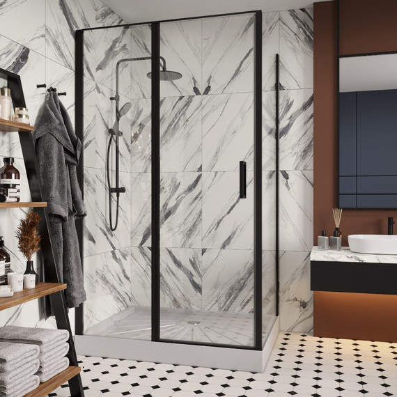 Душевое ограждение CeruttiSpa 120x90 см VICTORIA120B, чёрный/прозрачное фото 4