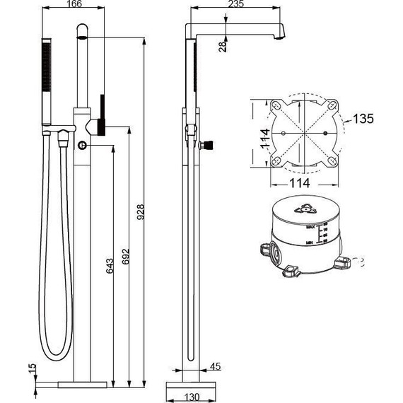 Смеситель для ванны Vincea Rim VTF-2RMCH (со скрытой частью) фото 4