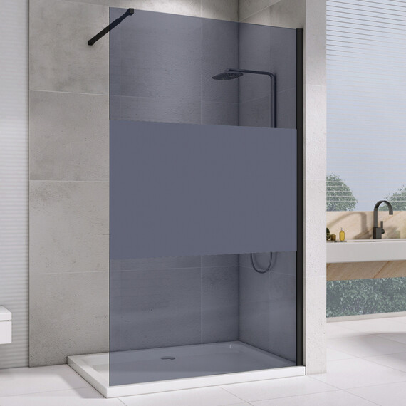 Душевая перегородка Abber Immer Offen 120 см AG69120BT с кронштейном, черный/тонированное фото 