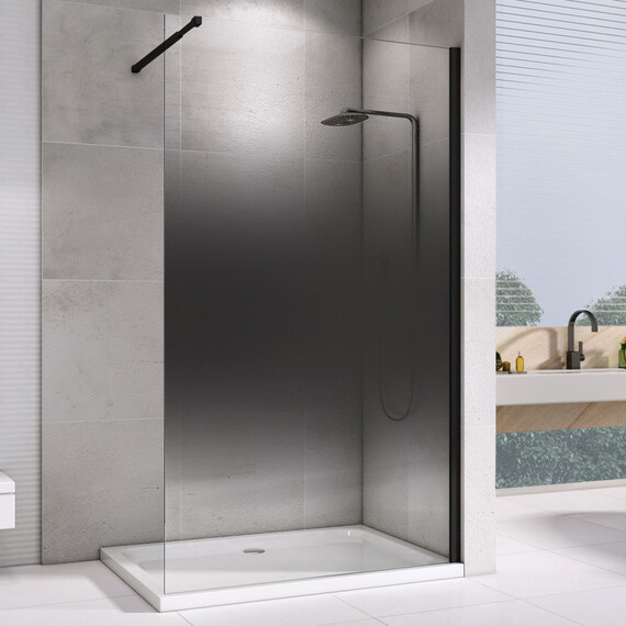 Душевая перегородка Abber Immer Offen 120 см AG69123BS с кронштейном, черный/тонированное фото 