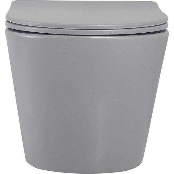 Унитаз подвесной безободковый Abber Bequem AC1102MG с крышкой микролифт, серый матовый, Цвет производителя: серый матовый фото 5