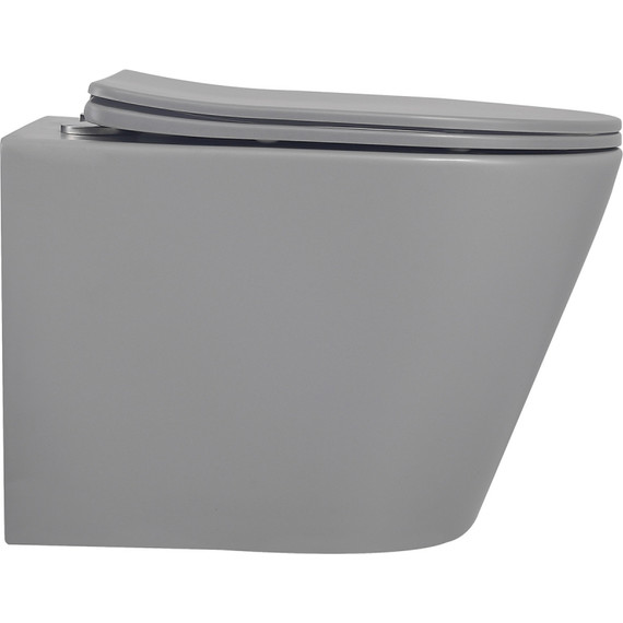 Унитаз подвесной безободковый Abber Bequem AC1102MG с крышкой микролифт, серый матовый, Цвет производителя: серый матовый фото 6