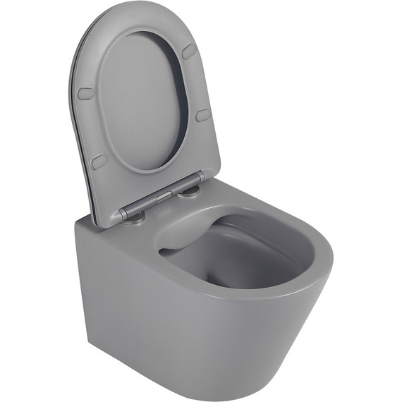 Унитаз подвесной безободковый Abber Bequem AC1102MG с крышкой микролифт, серый матовый, Цвет производителя: серый матовый фото 7