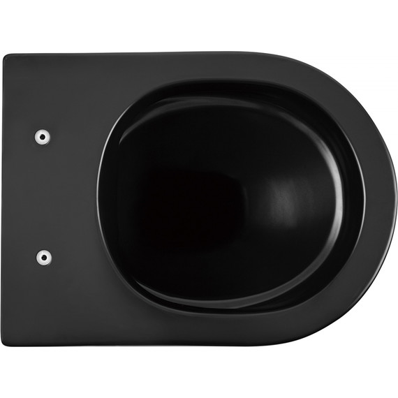 Унитаз подвесной безободковый Abber Bequem AC1103MB с крышкой микролифт, чёрный матовый, Цвет производителя: чёрный матовый фото 3