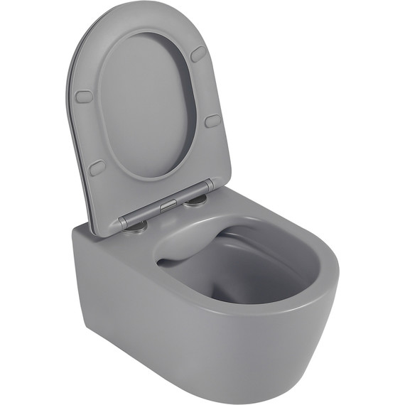 Унитаз подвесной безободковый Abber Bequem AC1104MG с крышкой микролифт, серый матовый, Цвет производителя: серый матовый фото 7
