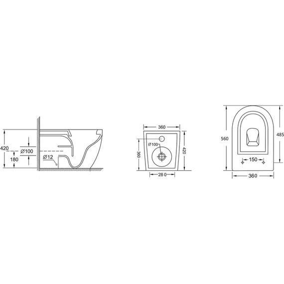 Унитаз приставной безободковый Abber Bequem AC1111 с крышкой микролифт (выпуск горизонтальный) фото 11