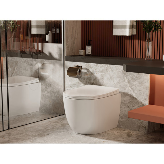 Унитаз приставной безободковый Abber Bequem AC1111 с крышкой микролифт (выпуск горизонтальный) фото 2