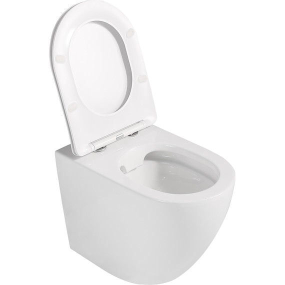 Унитаз приставной безободковый Abber Bequem AC1111 с крышкой микролифт (выпуск горизонтальный) фото 7