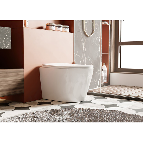 Унитаз приставной безободковый Abber Bequem AC1113 с крышкой микролифт (выпуск горизонтальный) фото 3