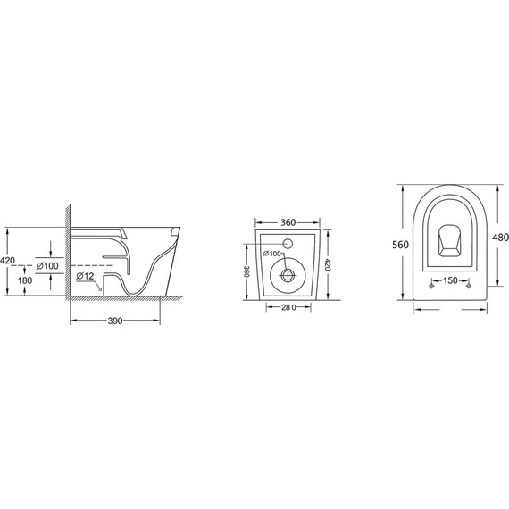 Унитаз приставной безободковый Abber Bequem AC1113 с крышкой микролифт (выпуск горизонтальный) фото 11