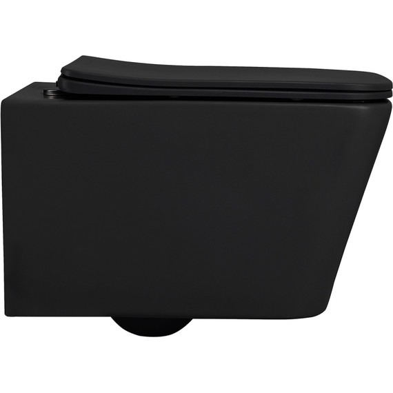 Унитаз подвесной безободковый Abber Rechteck AC1201MB с крышкой микролифт, чёрный матовый фото 6
