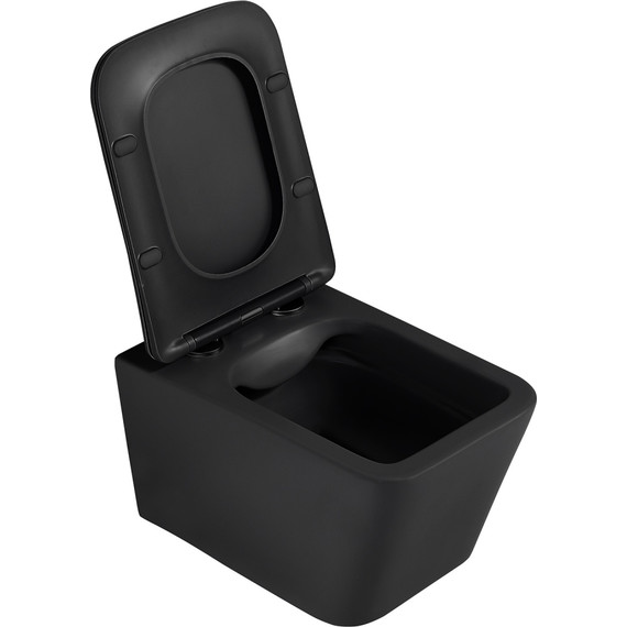 Унитаз подвесной безободковый Abber Rechteck AC1201MB с крышкой микролифт, чёрный матовый фото 7