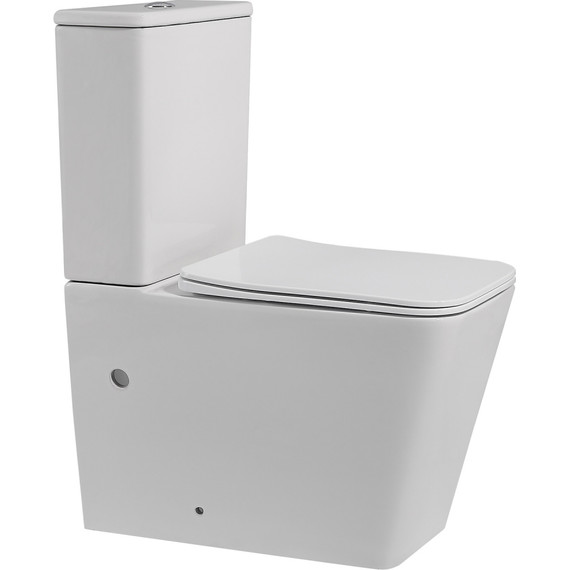 Унитаз-компакт безободковый Abber Rechteck AC1210 с тонкой крышкой микролифт (выпуск горизонтальный), Цвет производителя: белый матовый - 2 Унитаз-компакт безободковый Abber Rechteck AC1210 с тонкой крышкой микролифт (выпуск горизонтальный), Цвет производителя: белый матовый фото 2