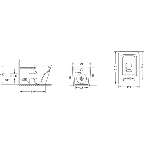Унитаз приставной безободковый Abber Rechteck AC1211 с крышкой микролифт (выпуск горизонтальный) фото 11