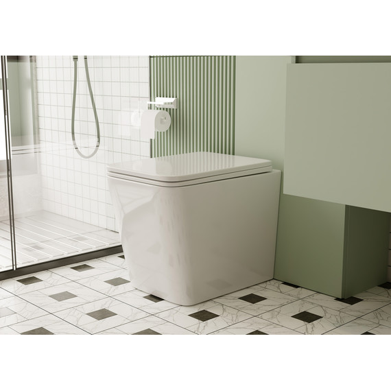 Унитаз приставной безободковый Abber Rechteck AC1211 с крышкой микролифт (выпуск горизонтальный) фото 2