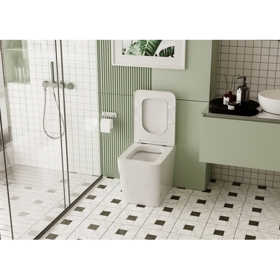 Унитаз приставной безободковый Abber Rechteck AC1211 с крышкой микролифт (выпуск горизонтальный) фото 4