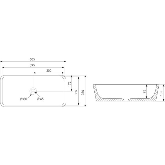 Раковина-чаша Abber Rechteck 60 см AC2204MBG, зелёный матовый фото 4