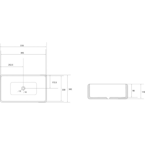 Раковина-чаша Abber Rechteck 51 см AC2207, белый фото 3